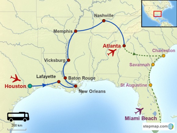 Usa / Sud / Autocar / Découverte du Vieux Sud, de Houston à Atlanta 