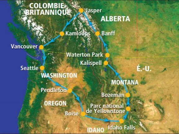 Canada / Ouest / Autocar / Les Rocheuses, de Vancouver au Yellowstone