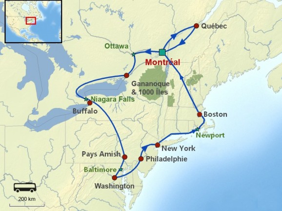 Usa / Nord Est / Autocar / Le Québec & les grandes métropoles US, avec Niagara 