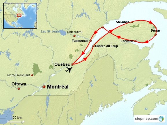 Canada / Québec et Ontario / Circuits à moto / De Québec à la Gaspésie en moto
