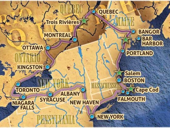 Usa / Nord Est / Circuits à moto / La Nouvelle Angleterre, le Québec et les chutes du Niagara à moto